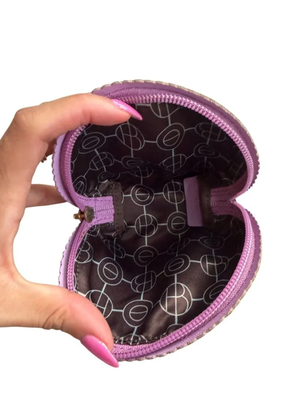HENRI BENDEL Lavender Leather Small Cosmetic Makeup Bag Pouch